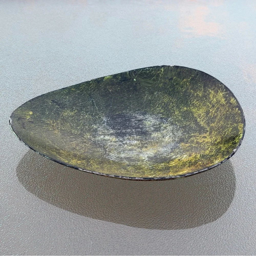 Pier 1 Rustic Green Triangle Metal Pillar Candle Holder Trinket Dish